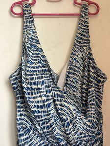 Stylish Blue &amp; White One-Piece Swimsuit