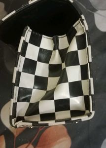 Checkered Clutch with Gold Chain