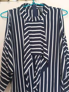 Chic Striped Cold Shoulder Top