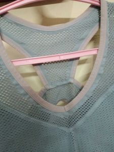 Light Blue Mesh Sports Bra