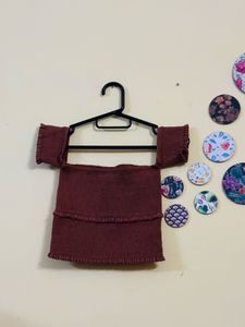 Smocked Off-Shoulder Top with Sleeves