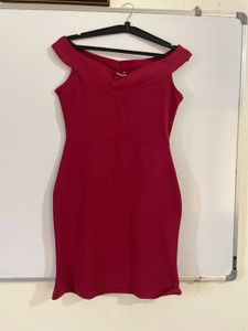 burgundy  Off-Shoulder Dress
