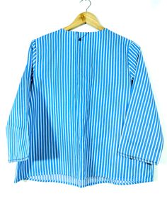 Scoup Blue With White Strips Printed Top (Women)