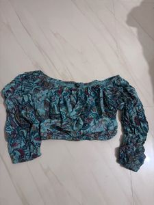 Bohemian Print Off-Shoulder Crop Top