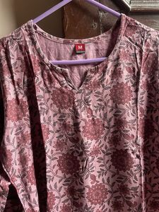 Floral Print V-Neck Kurta