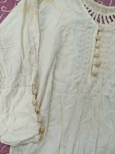 Cream Kurta with Elegant Neckline