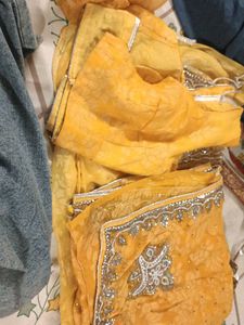 Beautiful Yellow Embroidered Saree