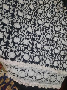 Elegant Black &amp; White Embroidered Kurti