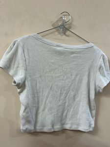 White Ribbed Cropped Top