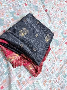 Elegant Black & Red Ready To Wear Saree