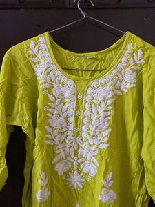 Lime Green Embroidered Kurta