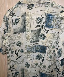 Vintage Abstract Floral Button-Up Shirt
