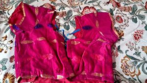 Blue Saree  Pink &amp; Gold Border with blouse✨️✨️
