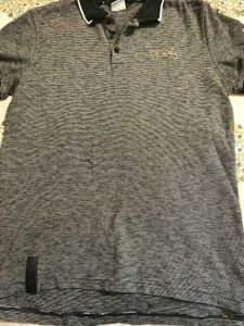 puma Men's Grey Striped Polo Shirt