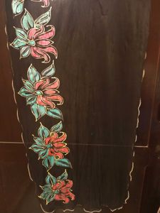 Black Dupatta with Floral Border