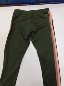 Stylish Olive Green Track Pants with Side Stripes
