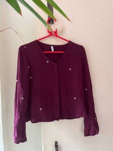 Burgundy Embroidered Blouse