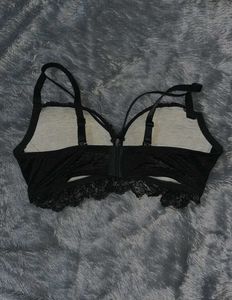 Lace Trim Black Bra