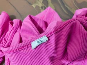 Vibrant Pink Ruched Twist Top