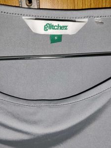 Grey Fitted flutter sleeve top