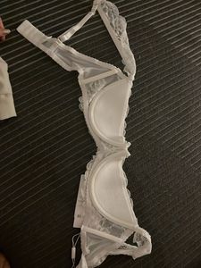 Lace Trimmed White Bra