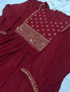 Beautiful Red Embroidered Kurta Set