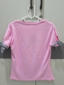 Cute Pink T-Shirt with Bow Sleeves