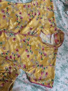 Yellow Floral Satin Pajama Set