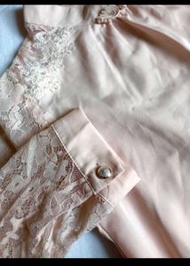 Korean Peach Top With Lace Hands