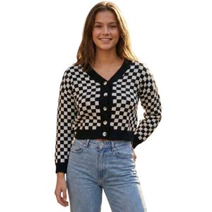 Checkerboard Knit Cardigan