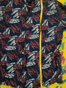 Men's Leaf Print Button-Down Shirt