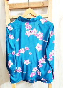 Vibrant Floral Print Button-Down Shirt- 40