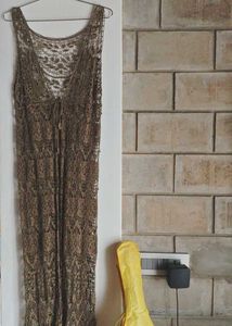 Boho Crochet Maxi Overlay (Olive Green)