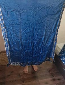 Blue Sequined Set with Bell Sleeves