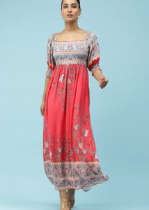 LABEL RITU KUMARPINK FLORAL PRINTED MAXI DRESS