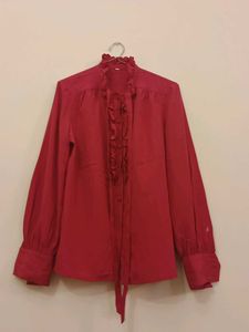 Elegant Hot Pink Ruffled Blouse
