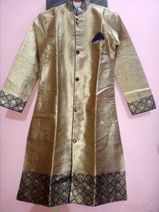 Boys' Sherwani Set - Gold &amp; Navy