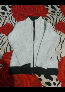 Gray Quilted Zip-Up Jacket