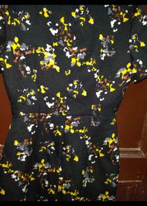 Imported Women Korean Black  Thick Floral Dress