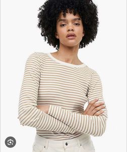 H&amp;M Ribbed Striped Long Sleeve Top