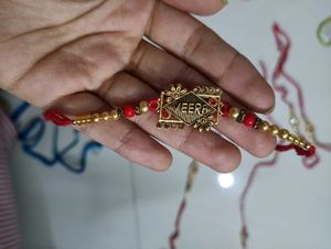 oxidised gold color veera rakhi