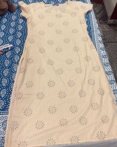 Light Peach Kurta with Sun Print