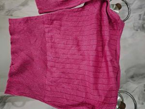 Chic Pink Ribbed Button-Up Cardigan