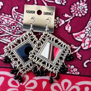Boho Square Mirror Dangle Earrings