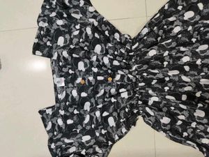 Black &amp; White Printed Tiered Dress