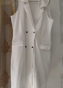 Women's White Sleeveless Blazer Dress
