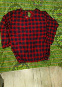 Red & Blue Plaid Long Sleeve Top