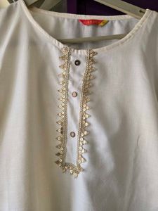 Cream Embroidered Kurta