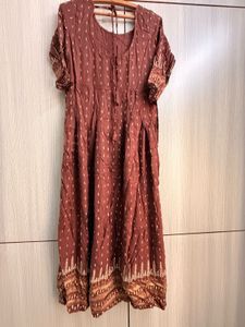 Stylish Brown Printed Anarkali Kurta
