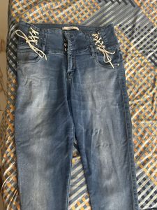y2k Blue Lace-Up Jeans